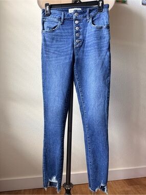 Abercrombie & Fitch High Rise Super Skinny Ankle Button Fly Jeans Medium Wash